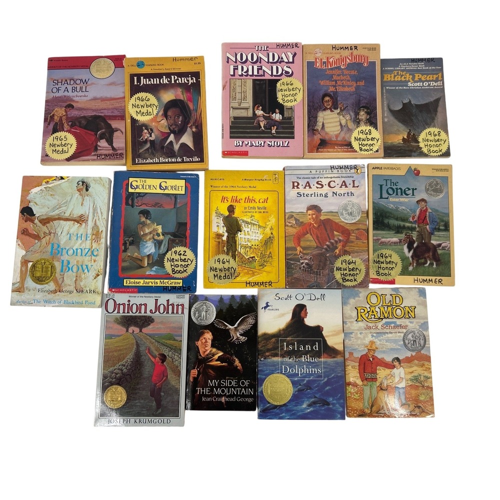 14 Newbery Medal Honor Book 1960's Lot Island Blue Dolphins My Side Mountain